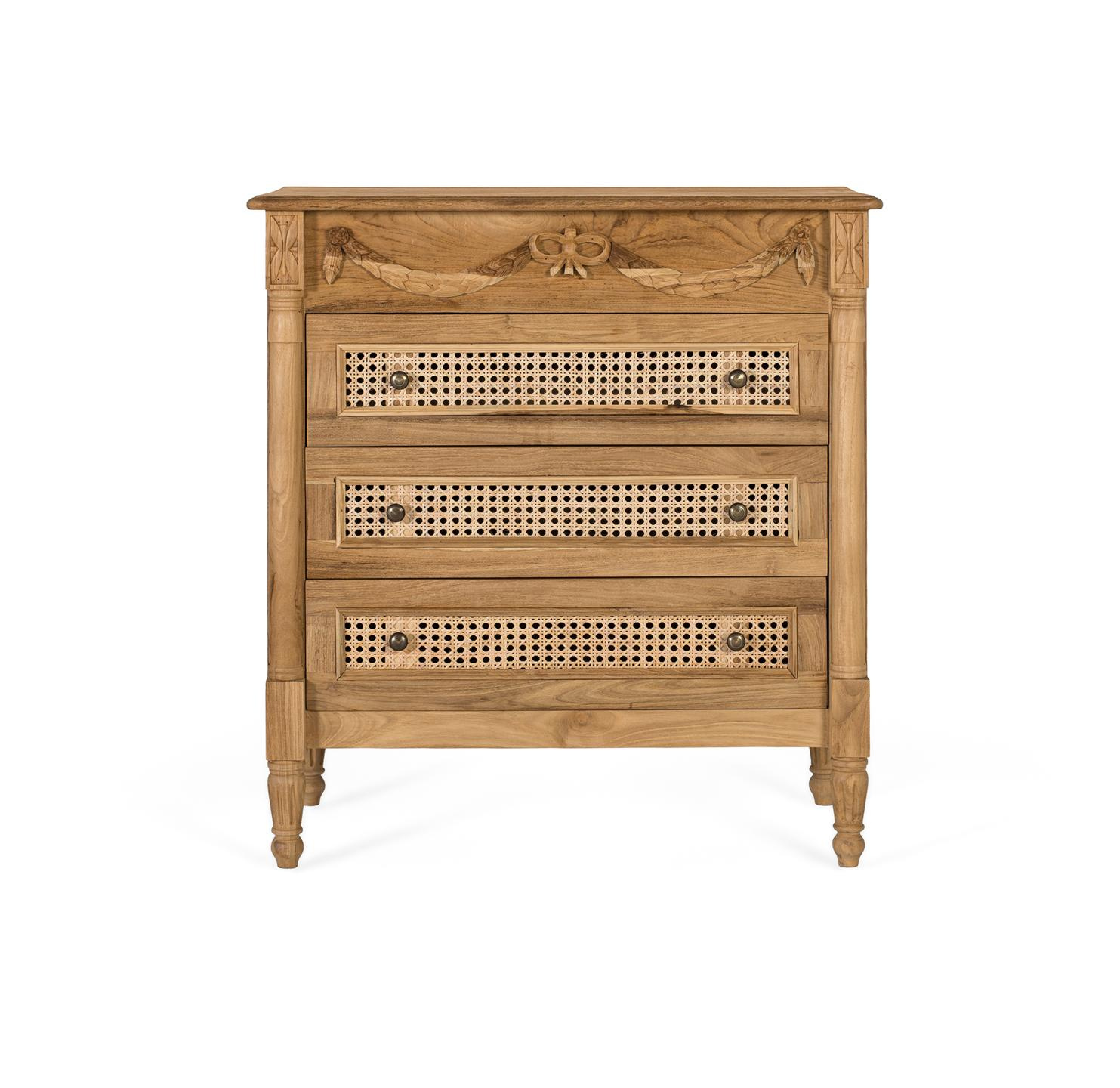 Cómoda bellecour de madera de teca en color natural (acabado rústico) 80 cm