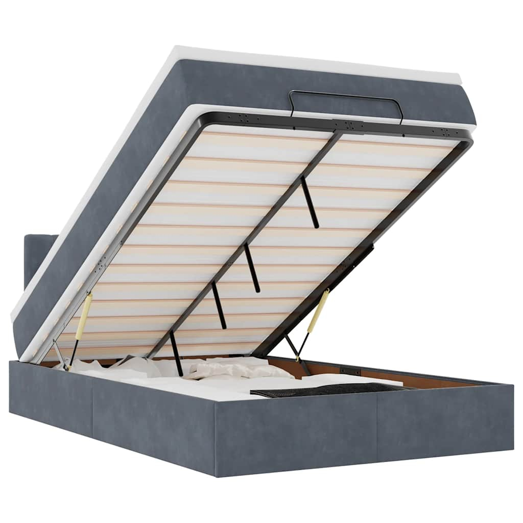 vidaXL cama otomana con colchón 120x190 cm terciopelo gris oscuro