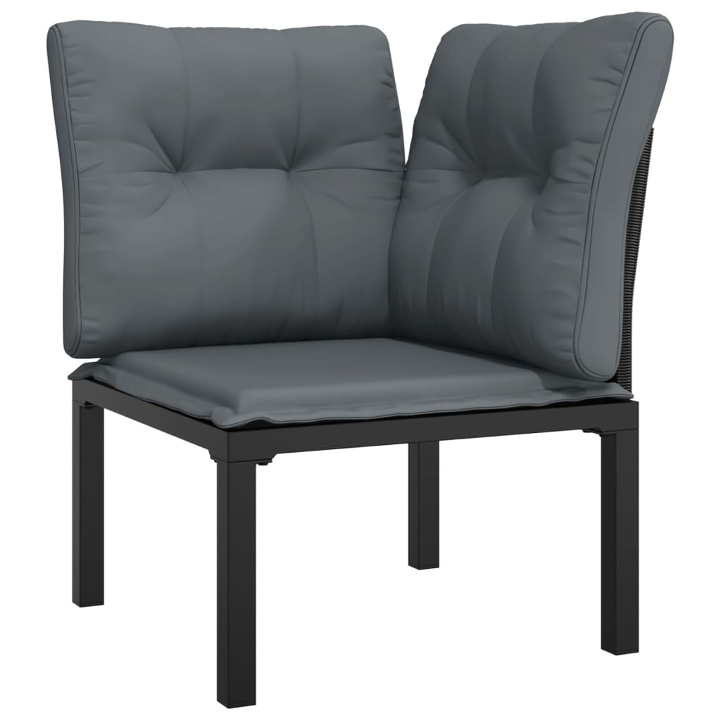 vidaXL sillón esquina jardín con cojines ratán sintético negro y gris