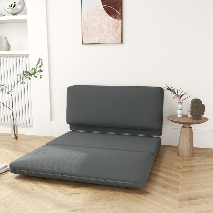 Sofá cama plegable 3 en 1 poliéster gris oscuro para descanso y dormir