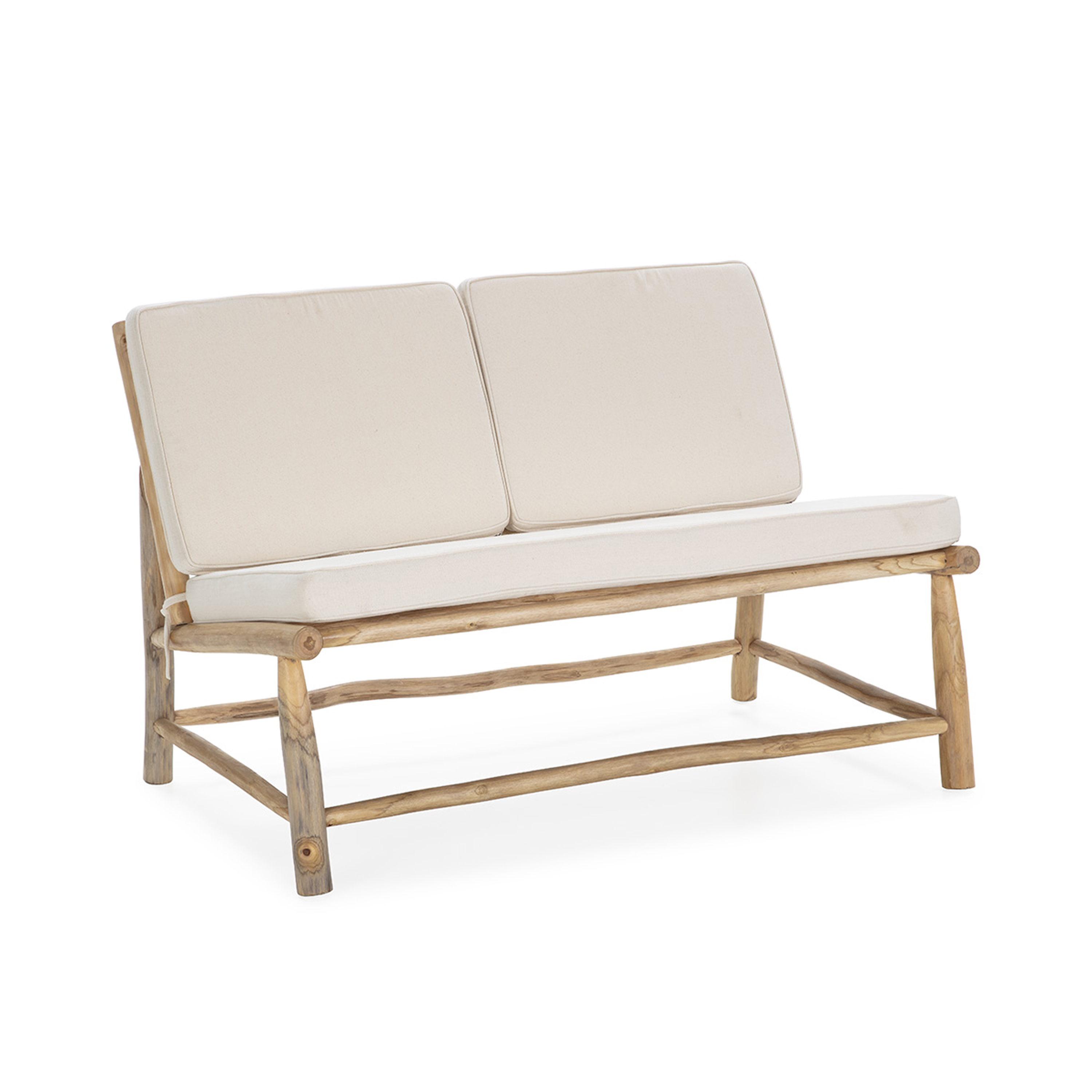 Sofa 130x80x85 madera natural con cojines