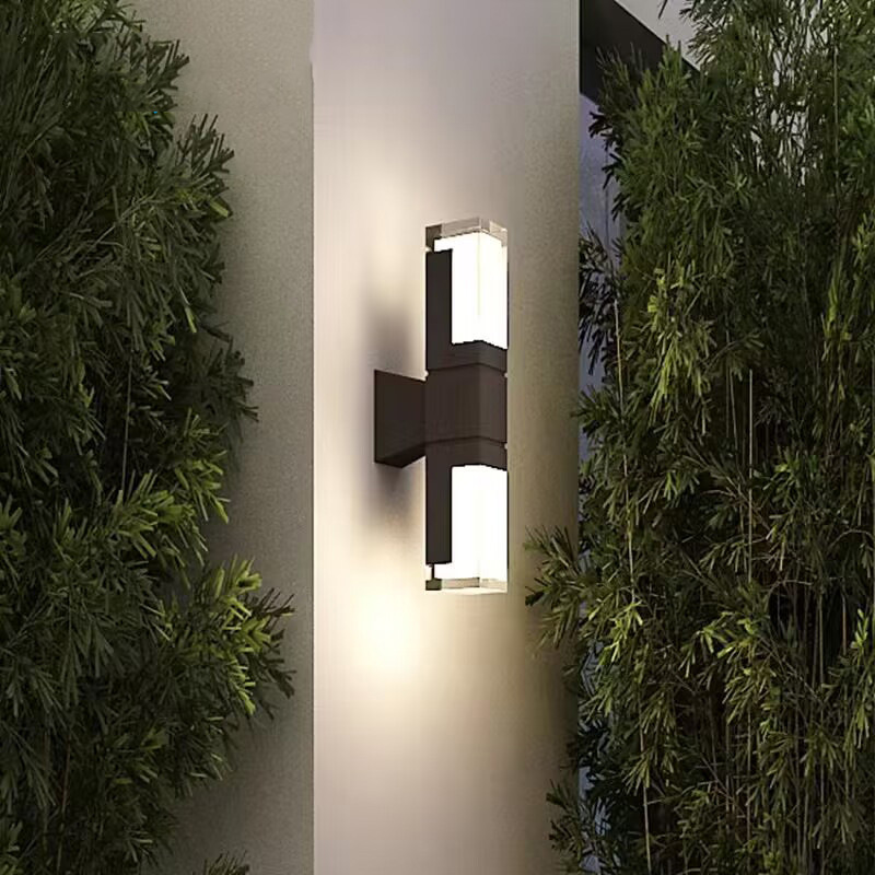Aplique de pared exterior doble aluminio impermeable 14 w 3000 k blanco
