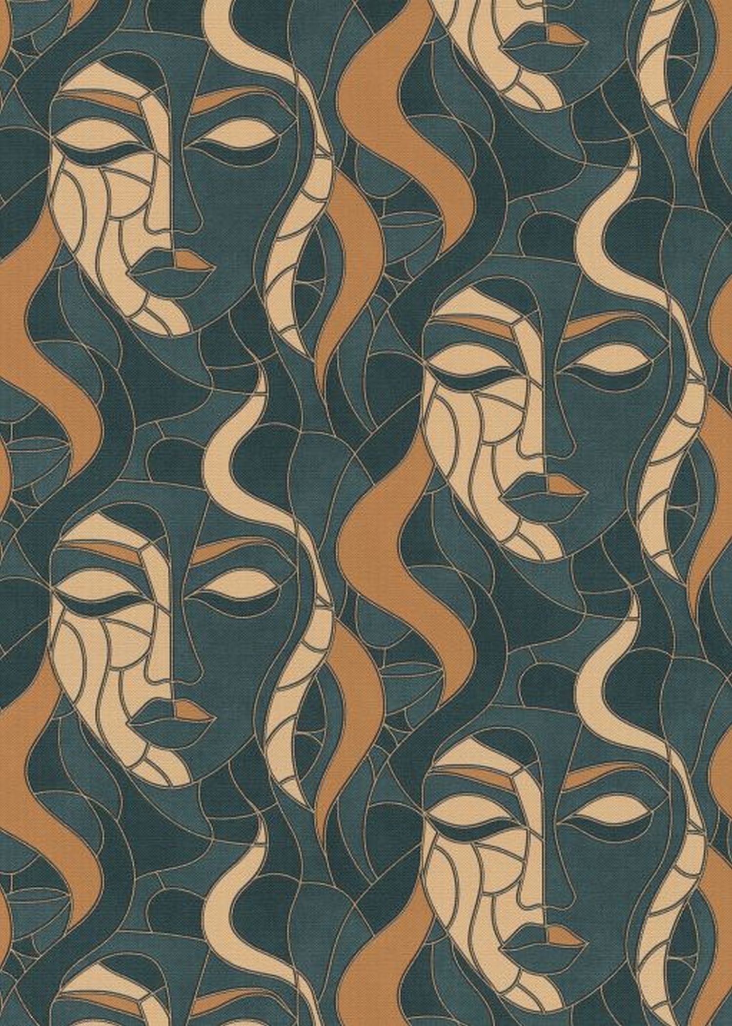 Erismann papel pintado caras verde y marrón - 53 cm x 10.05 m - 662383