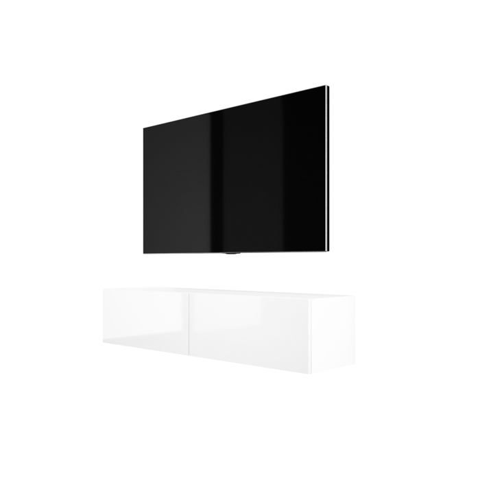 Mueble tv pared - blanco brillo - 140 x 34 x 32 cm