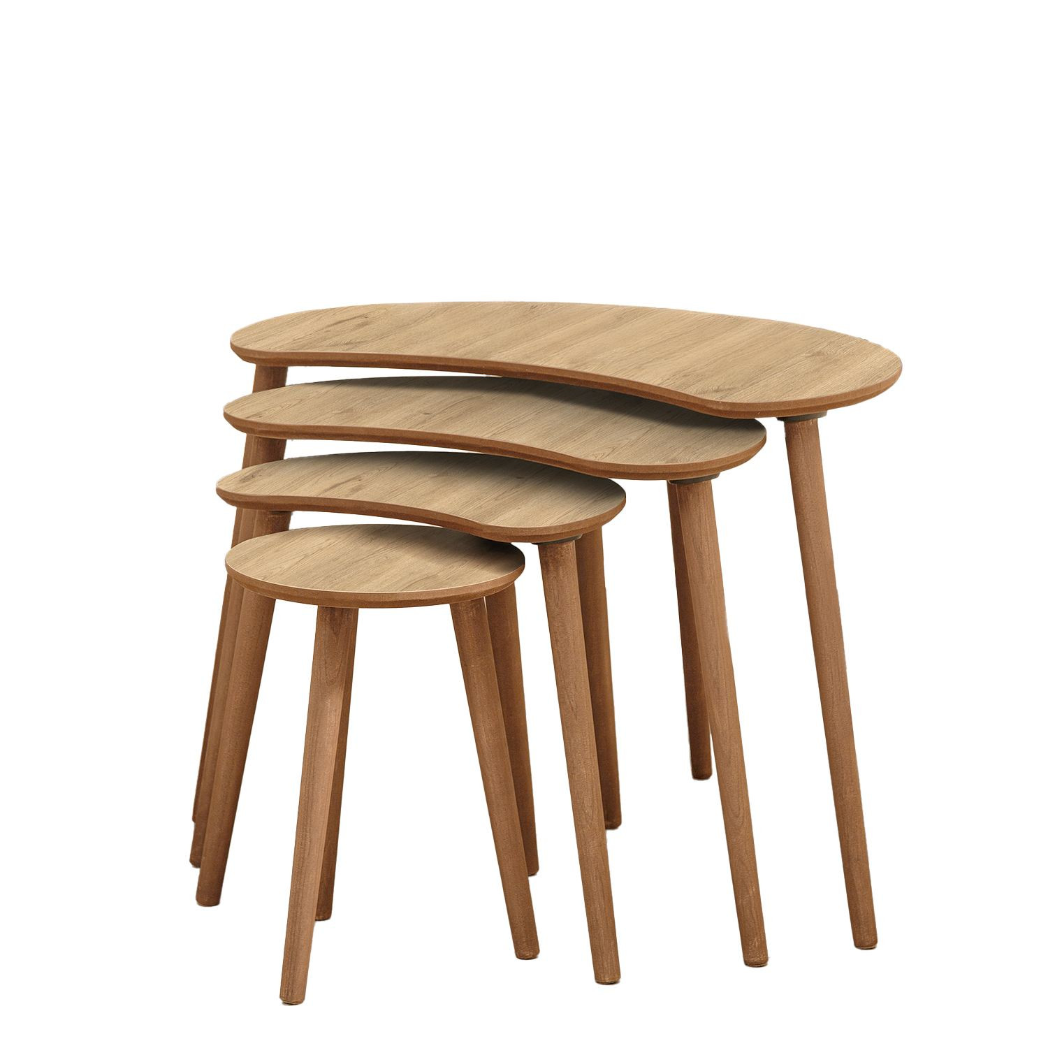 Mesa nido (4 piezas) de madera <<moon>> 40 x 75 x 55 cm - roble