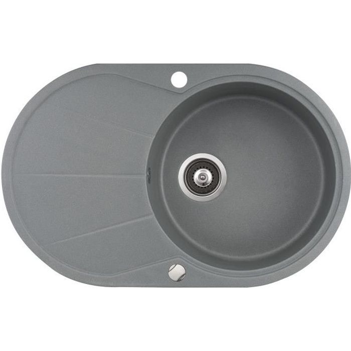Fregadero redondo - gris con escurridor compacto práctico - 780 x 500 mm
