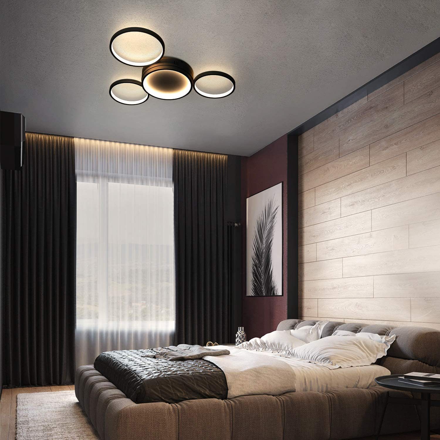 Nettlife plafon de techo LED negra regulable con mando a distancia diseño