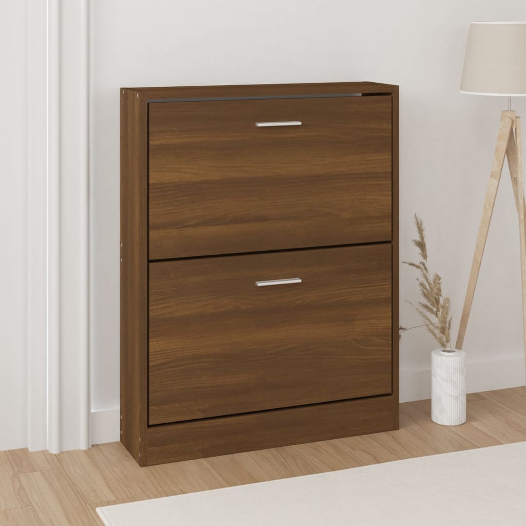 Mueble zapatero madera contrachapada marrón roble 59x17x81 cm