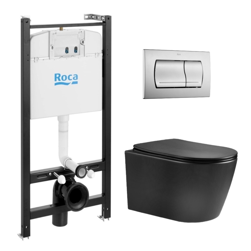 Roca active + cromo mate + wc aqua nebula negro