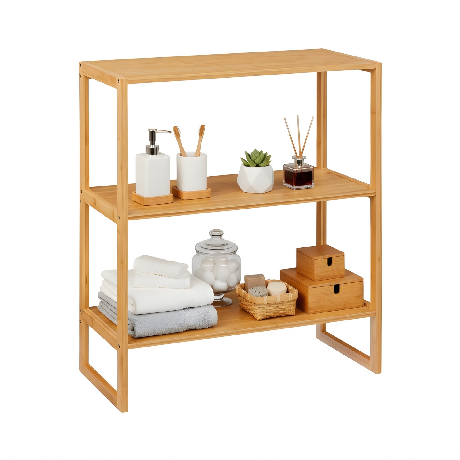 Estantería modular en bambú con 3 niveles canoply 84x69.6x20cm Thinia Home
