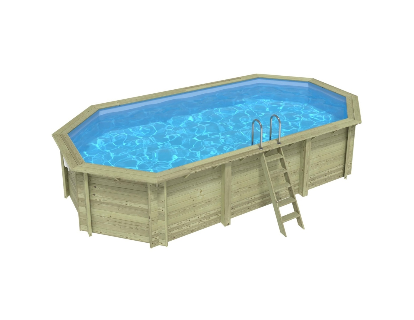 Piscina de madera nemo 7.3x3.97 – h.1.45, azul, - sin solera - bas7305ospu