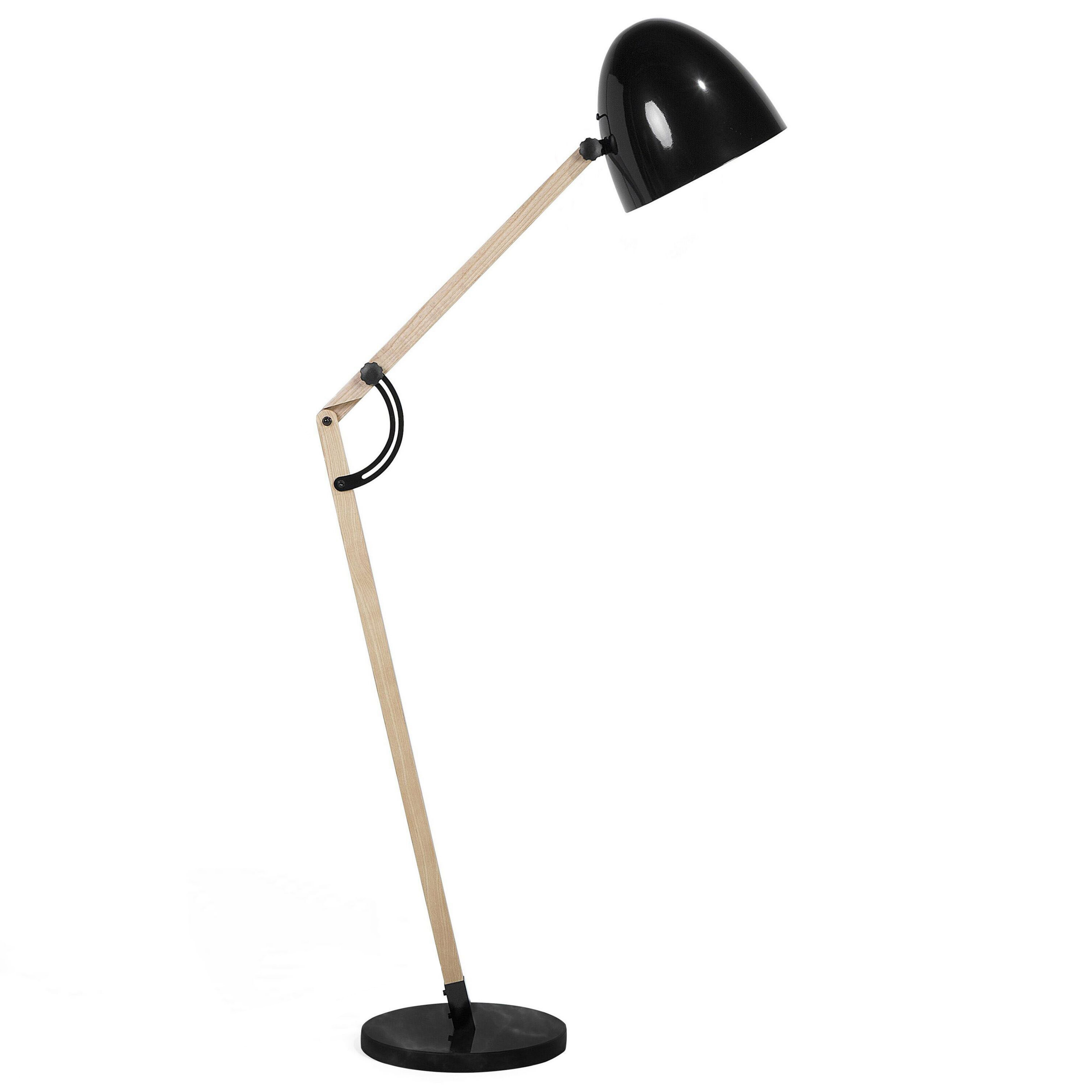 Lámpara de pie hetton ajustable madera de roble negro