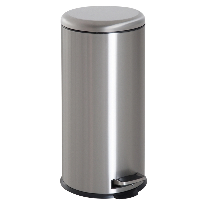 Cubo de basura con pedal 30l plata 62x29cm