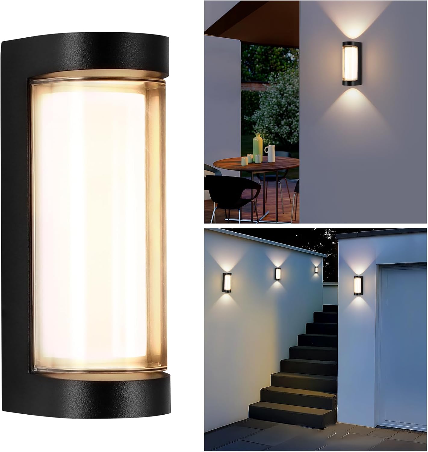 Aplique de pared exterior impermeable regulable 16 w negro