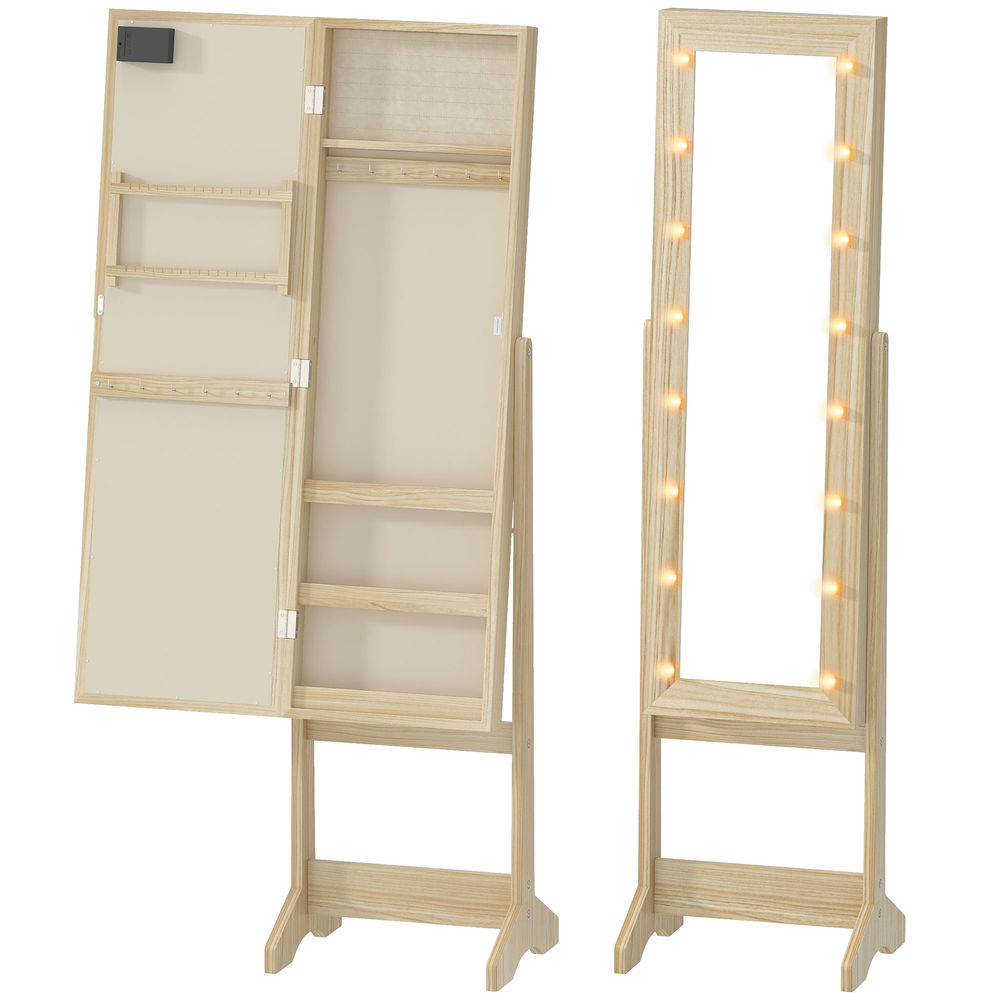 Espejo joyero 36x30x136 cm mdf, vidrio color marrón Homcom