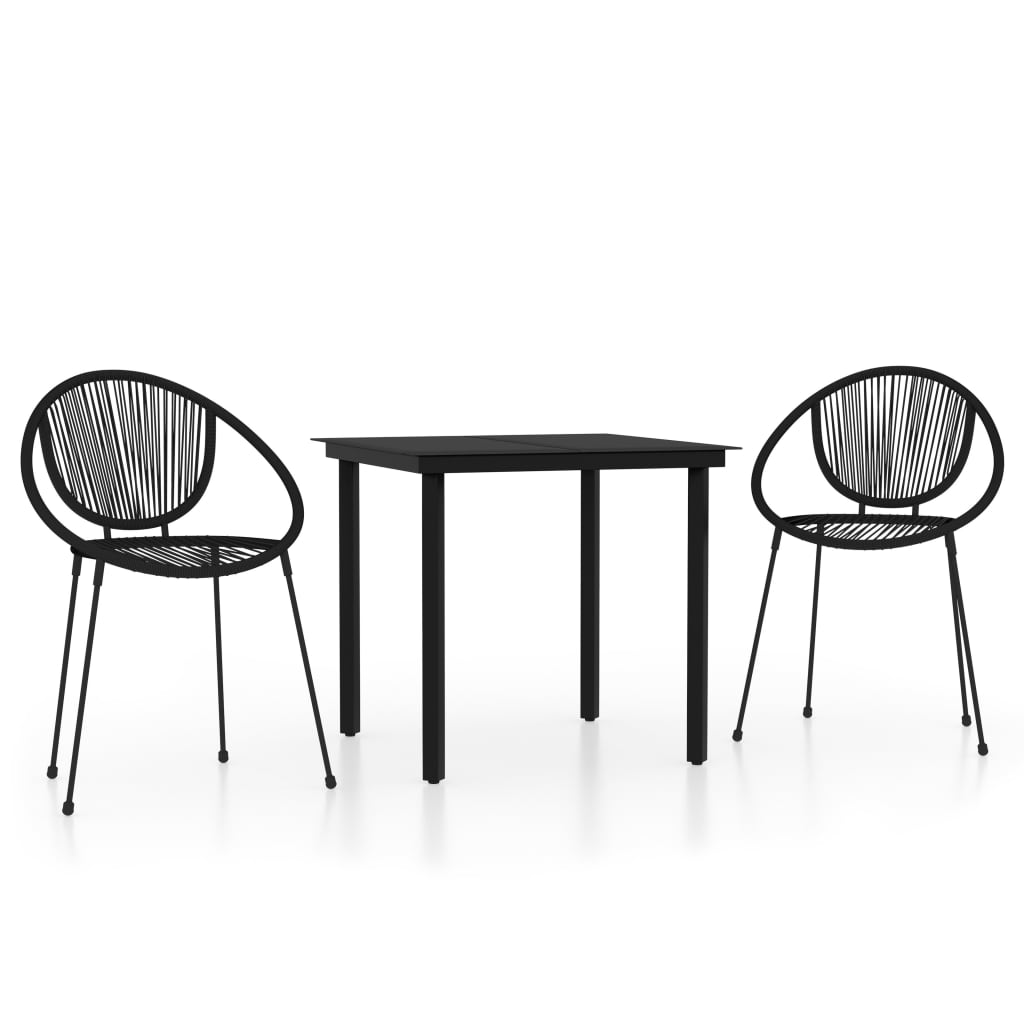 vidaXL juego de comedor para jardín 3 piezas negro