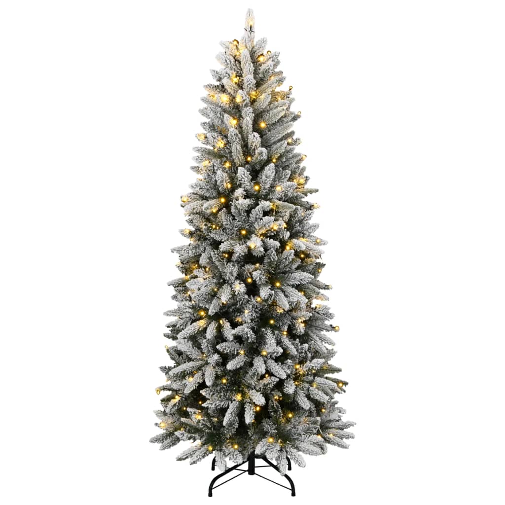 Árbol de navidad artificial con 300 LED y nieve flocada 180 cm es7902