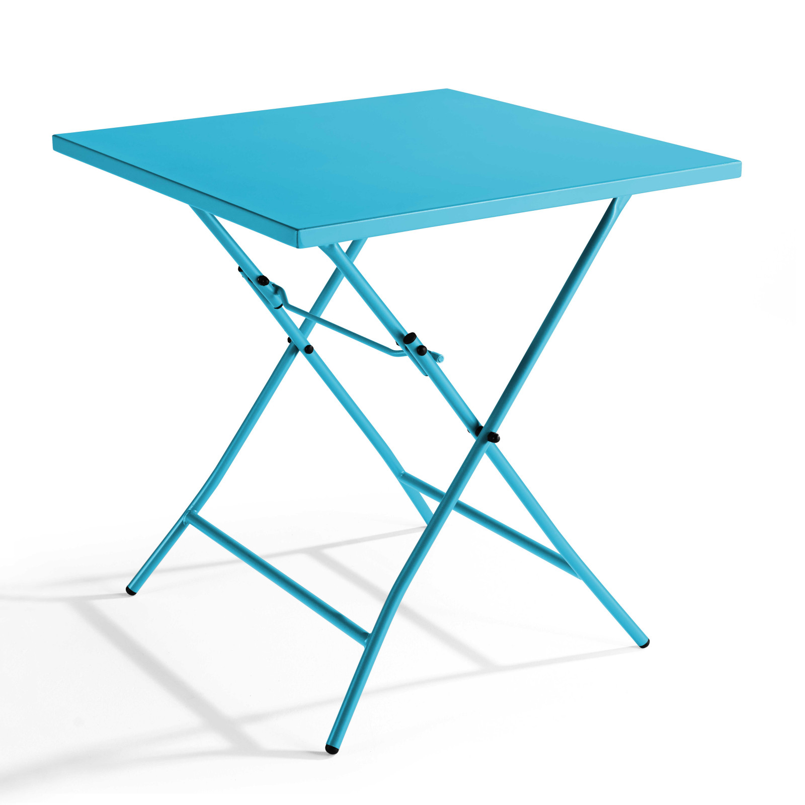 Oviala - mesa de jardín plegable cuadrada de acero azul