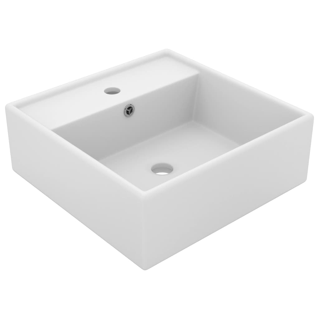 Lavabo cuadrado rebosadero cerámica blanco mate 41x41 cm es8548