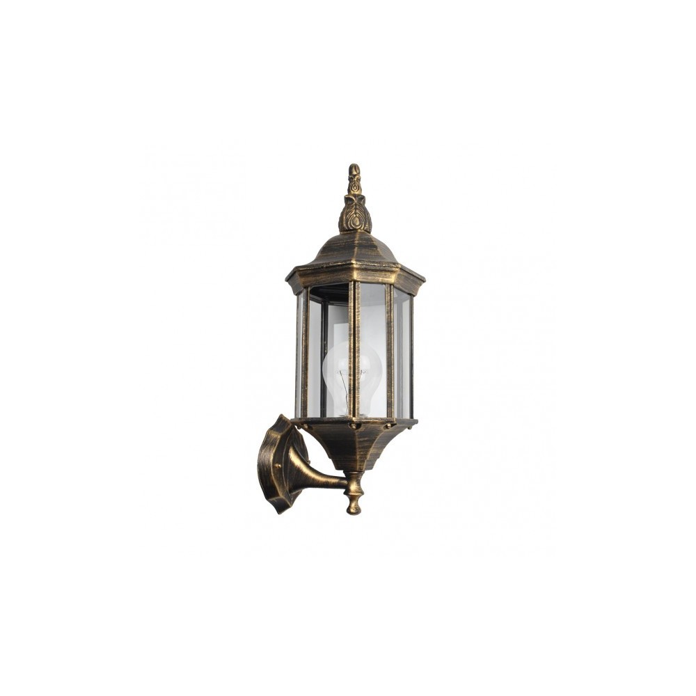 Aplique exterior - fab 149461116 - aluminio/vidrio - negro/oro - ip44 - 220