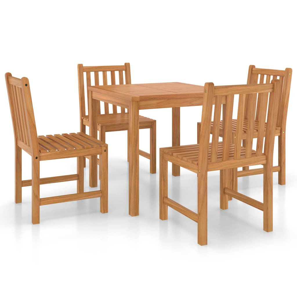 vidaXL conjunto de comedor de jardín de 5 piezas, 80 x 80 cm, madera maciza