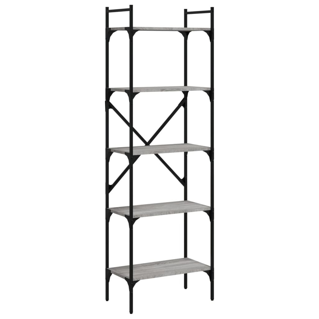 vidaXL librería de 5 estantes madera gris sonoma 56x31,5x174 cm