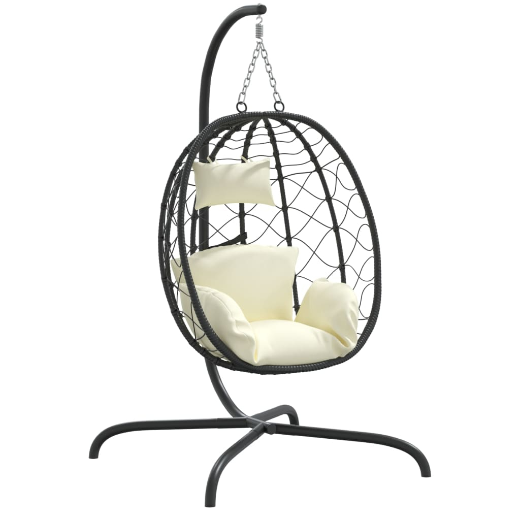 vidaXL sillón colgante con forma de huevo y cojín de ratán sintético y