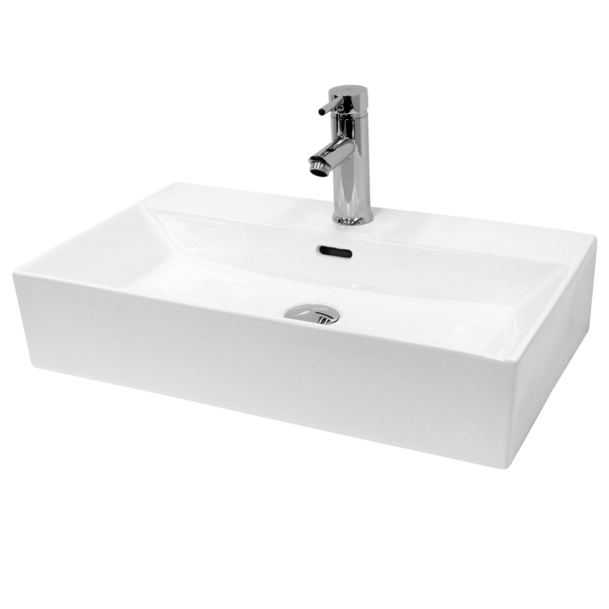 Lavabo cerámico rectangular 605x365x130 mm blanco