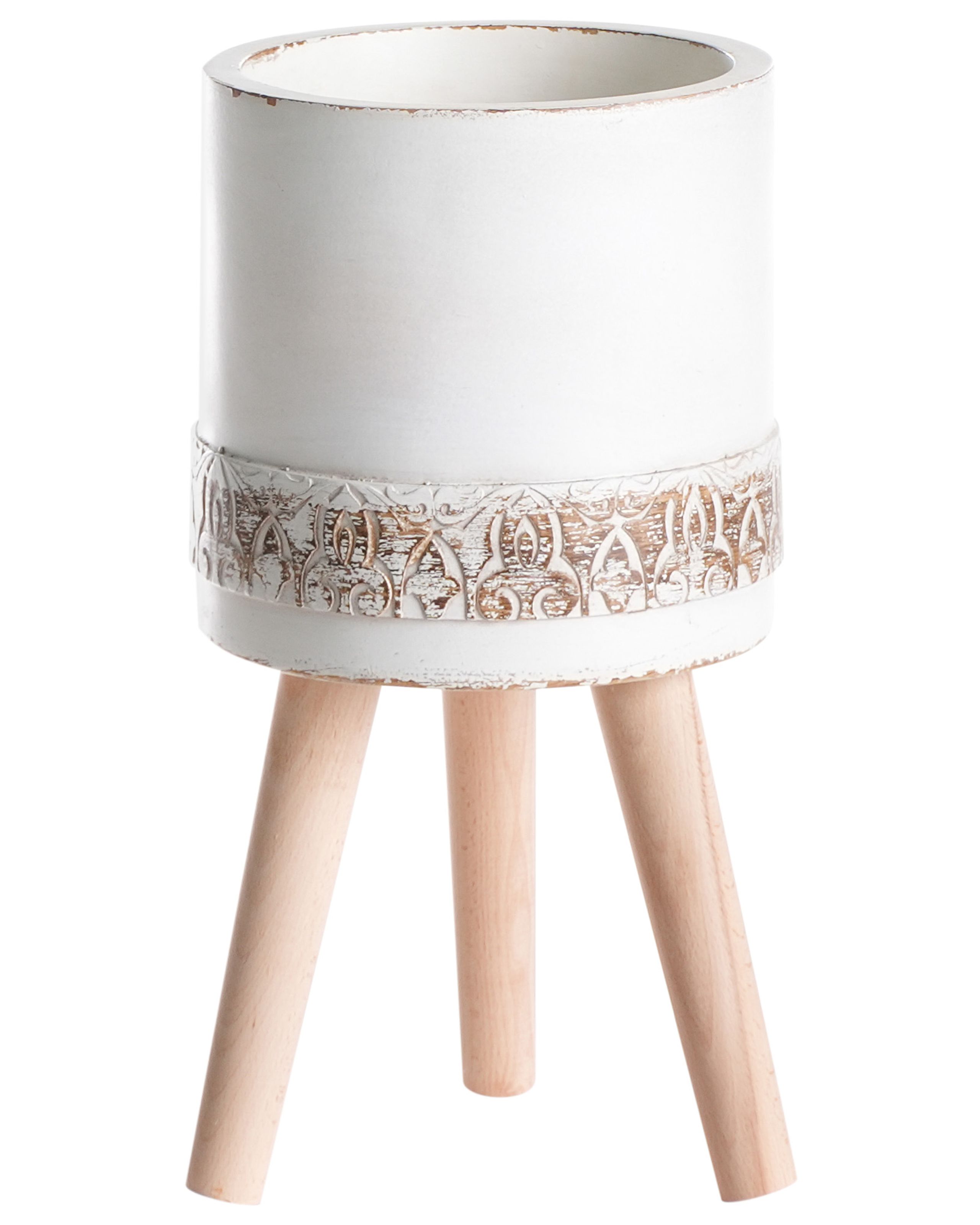 Maceta con patas skiatos 22 cm blanco crema
