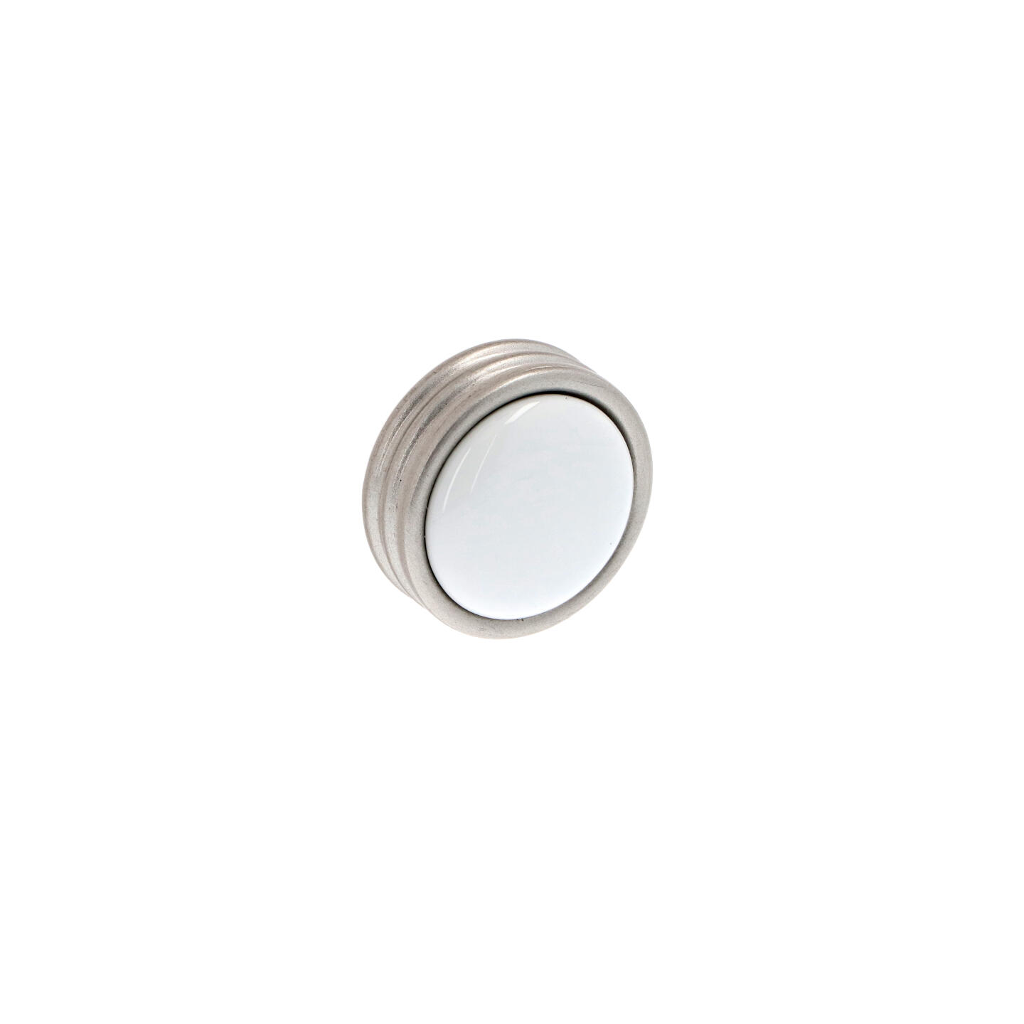 Pomo muebles en zamac y porcelana diám 34mm satinado lote de 6