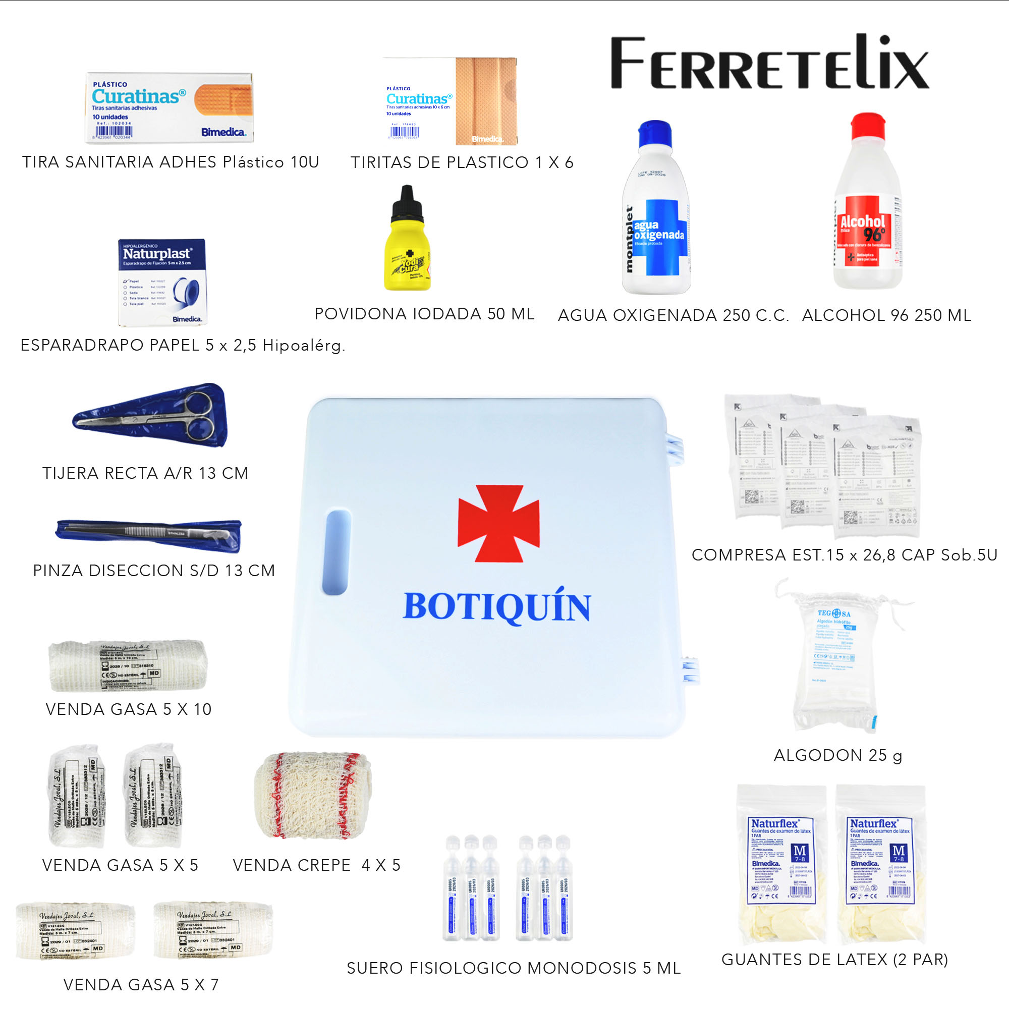 FERRETELIX® Botiquin armario con dotacion 280 x 250 x 100