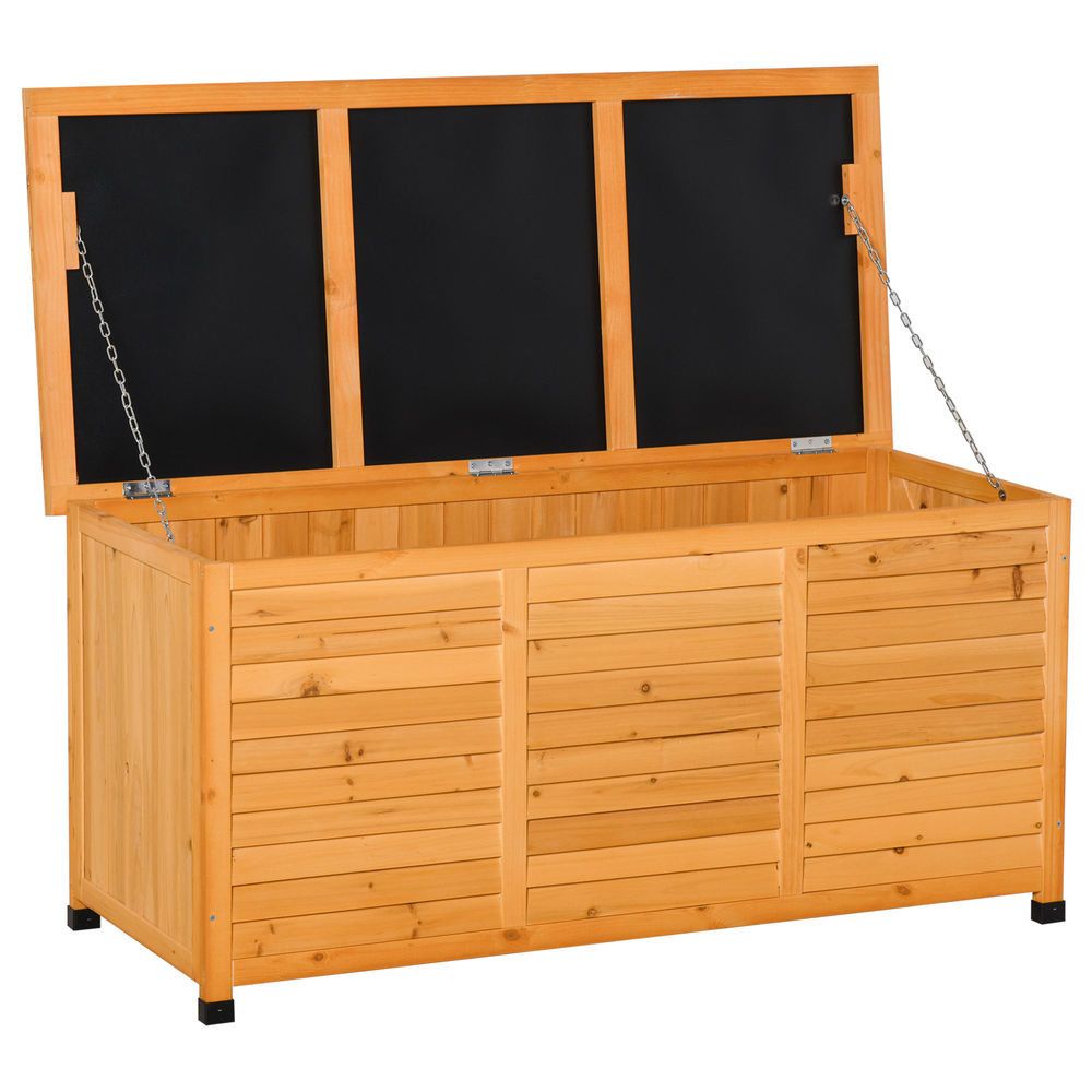 Baúl de almacenaje 127x56x60 cm madera de abeto color marrón Outsunny