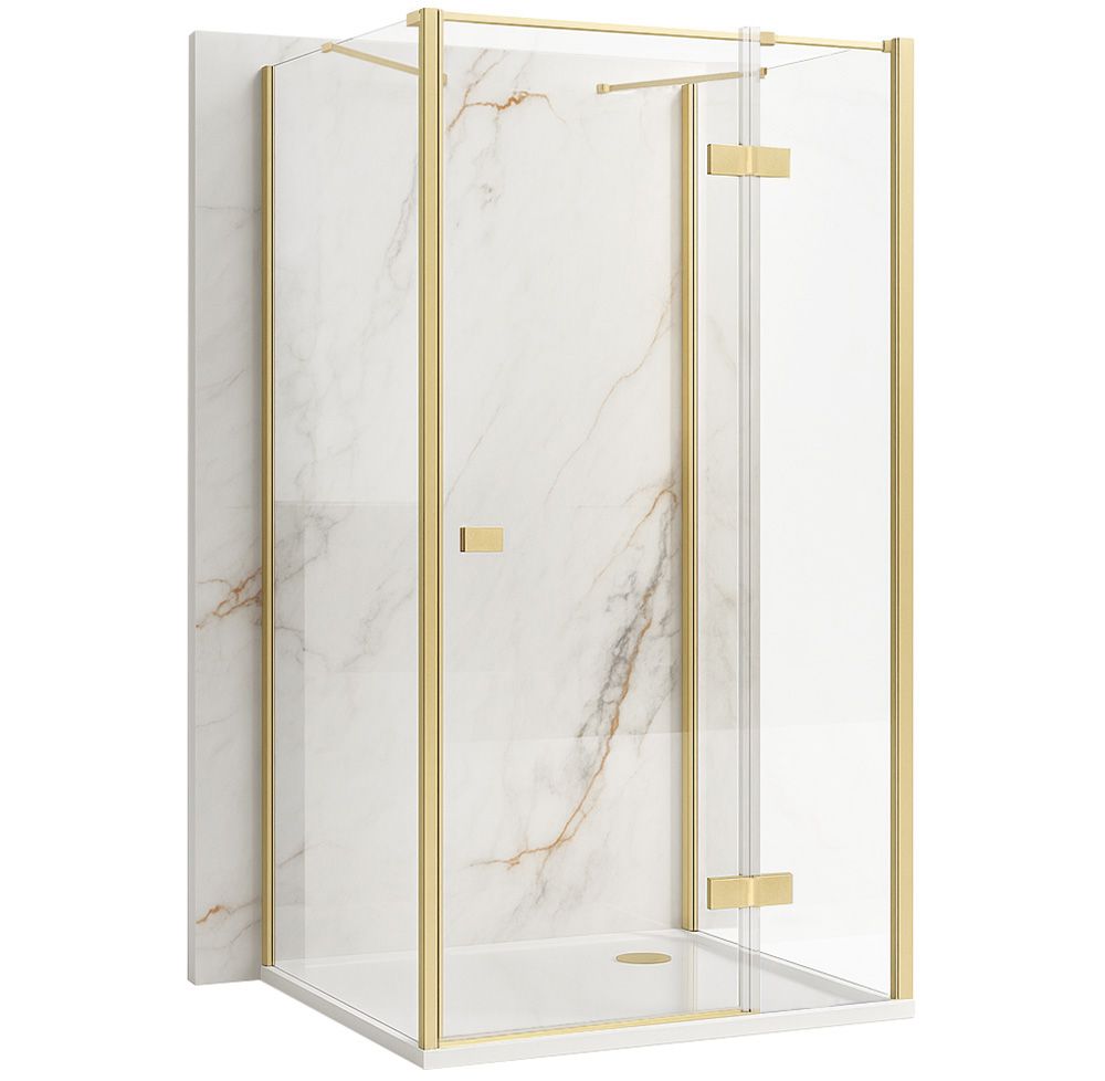 Rea cabina de ducha atlas 80x80 brush gold izquierda, 80x80x200 cm