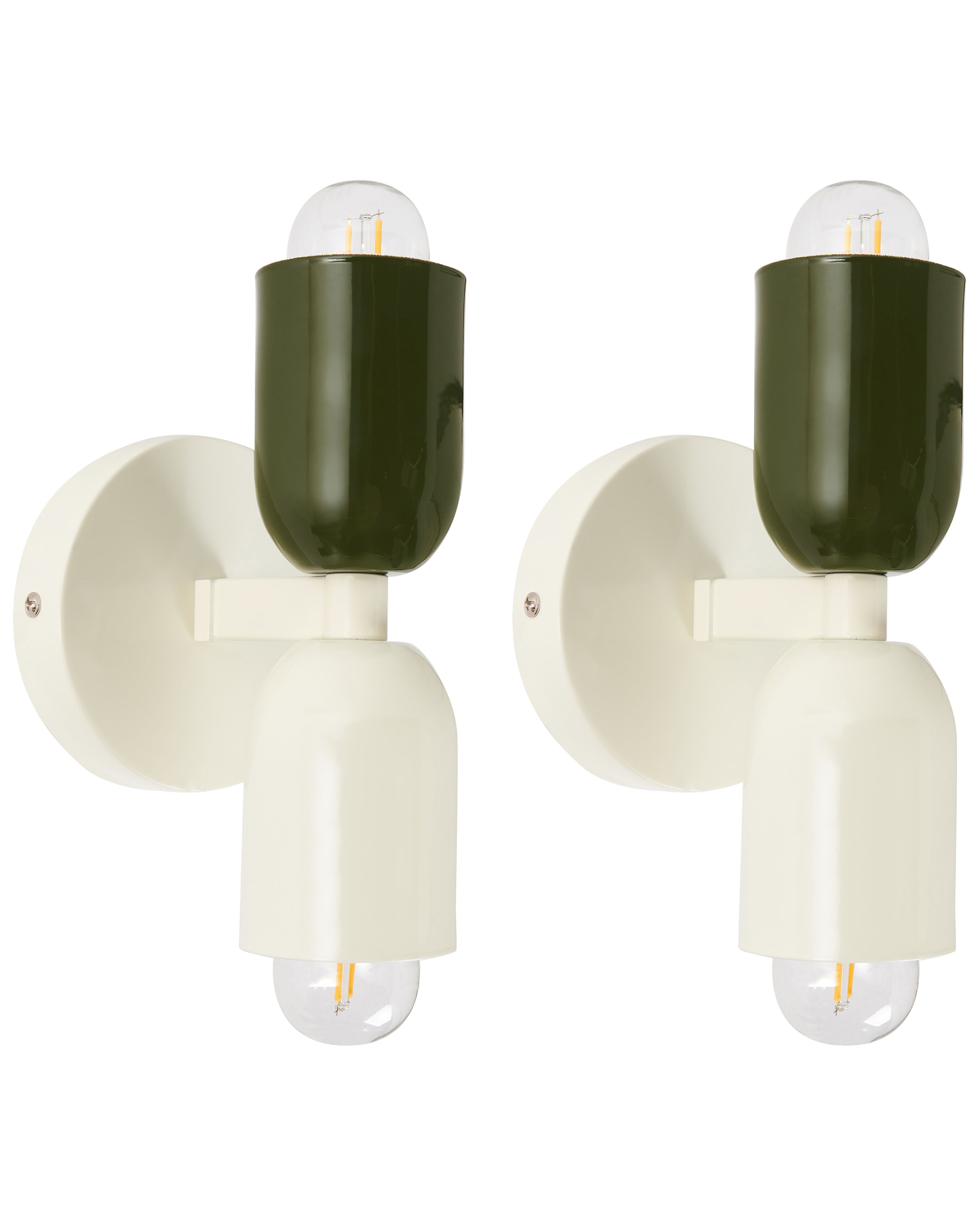 Conjunto de 2 lámparas de pared topi metal blanco crema
