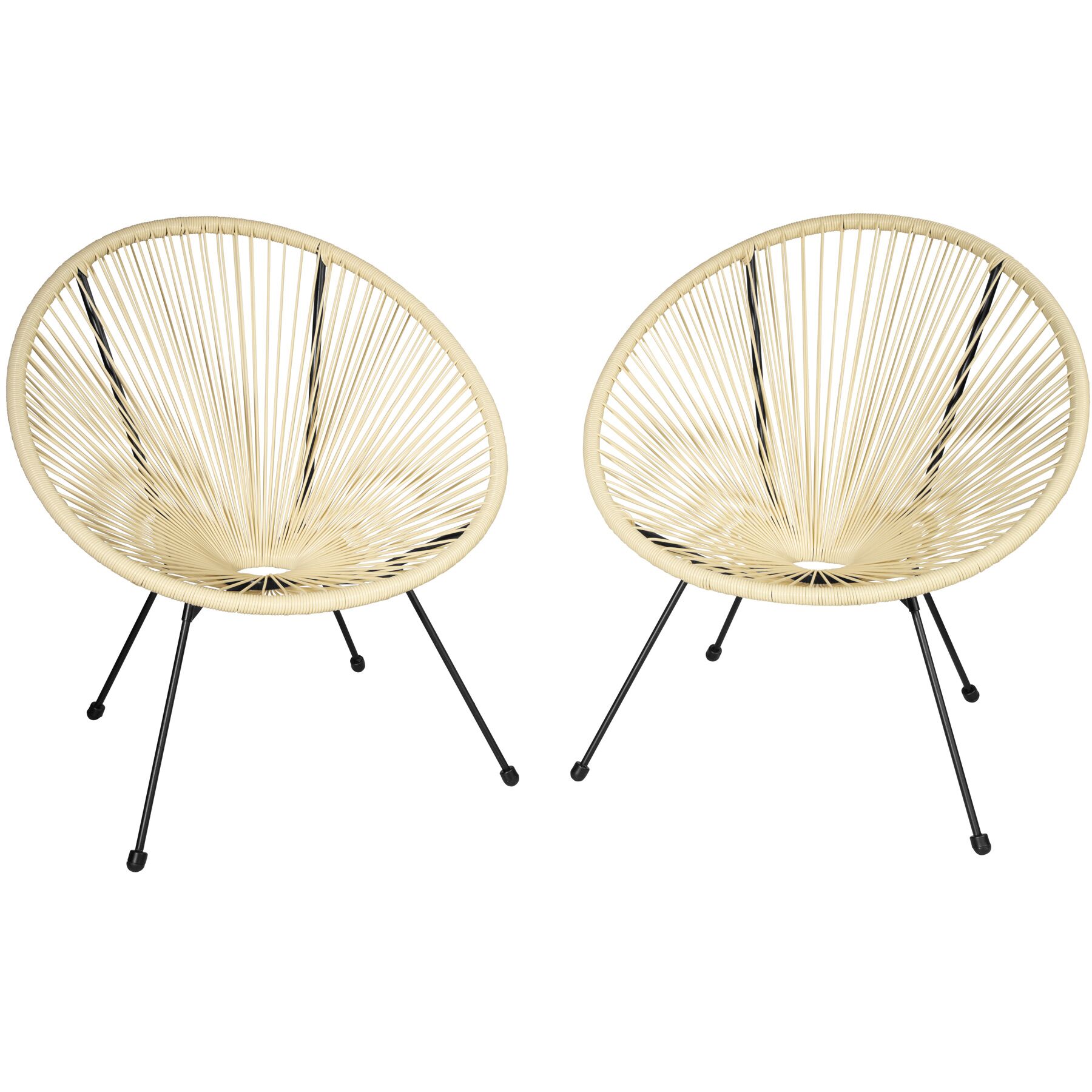 2 sillas de jardín diseño retro, estilo acapulco 70,5x69x78 cm beige