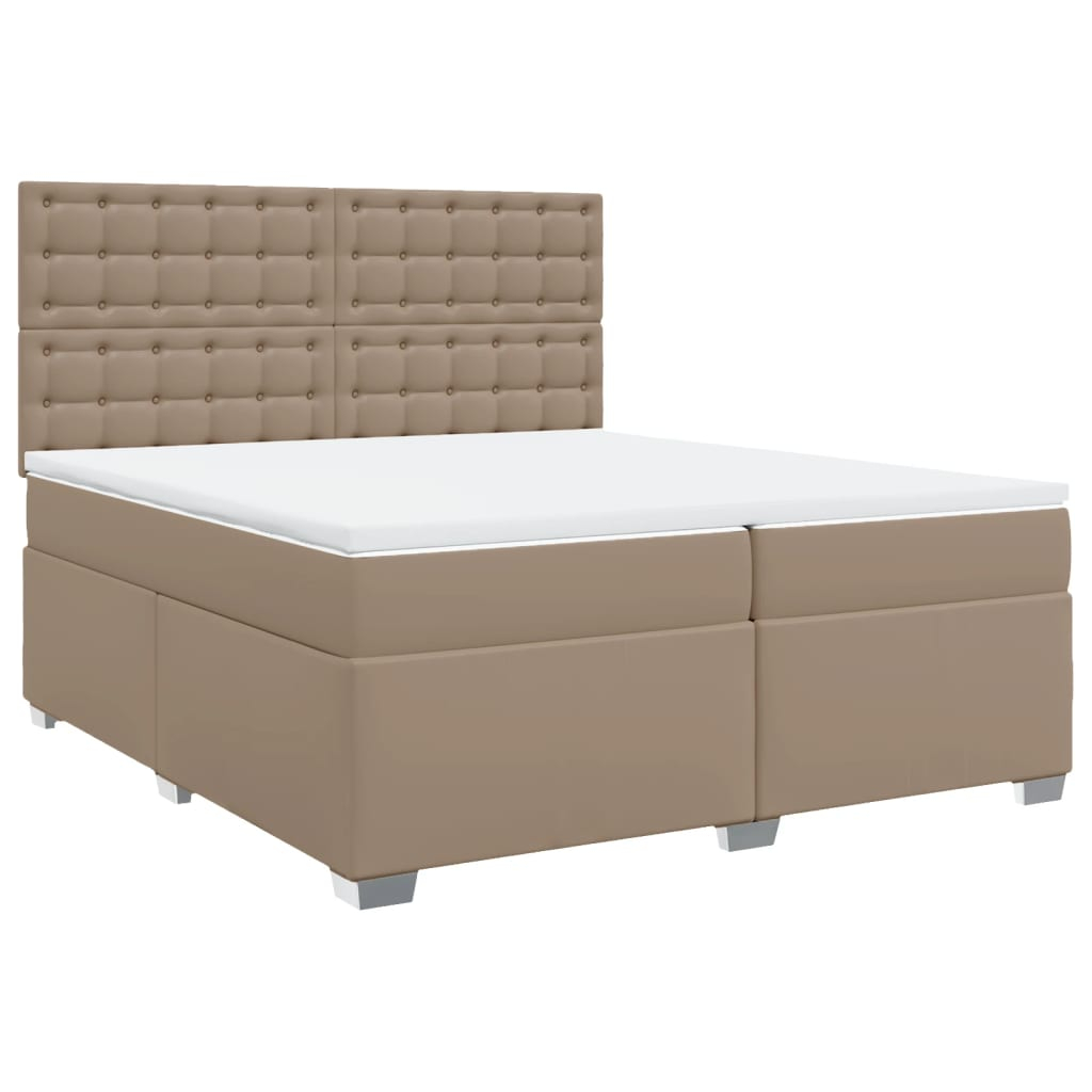 vidaXL cama box spring con colchón cuero sintético capuchino 200x200cm