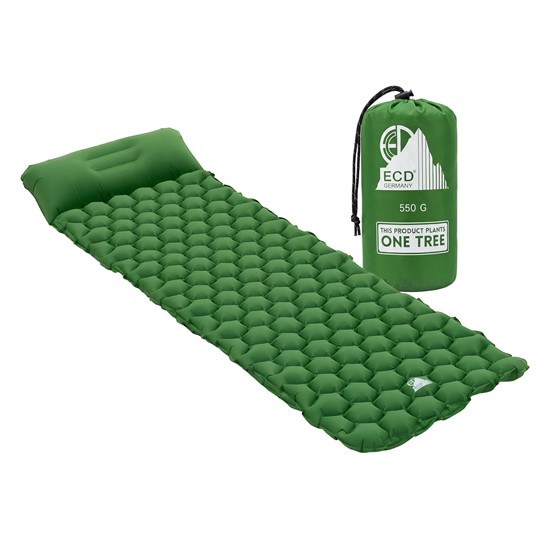 Esterilla camping inflable ultraligera, colchoneta aire portátil verde