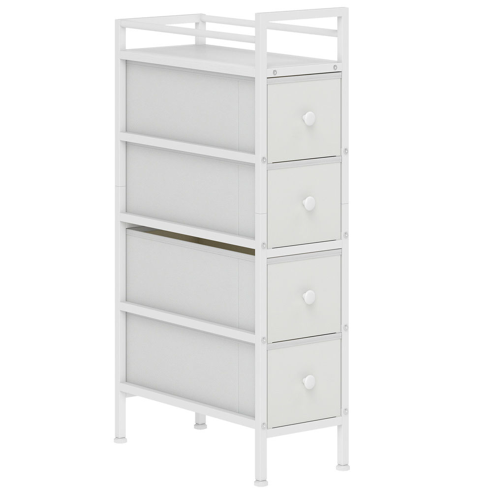 Cómoda de tela 20x43x81.5 cm tela no tejida, acero color blanco Homcom