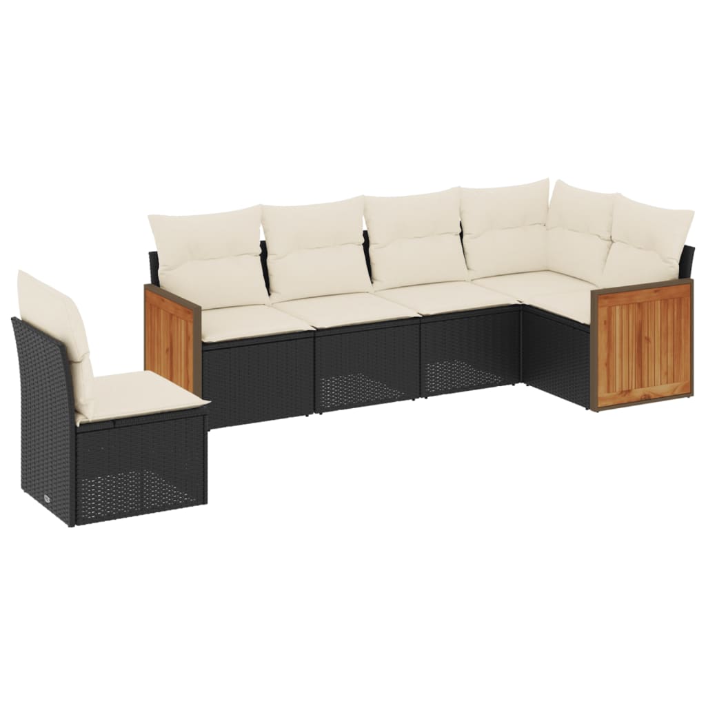 vidaXL set de sofás de jardín 6 piezas y cojines ratán sintético negro