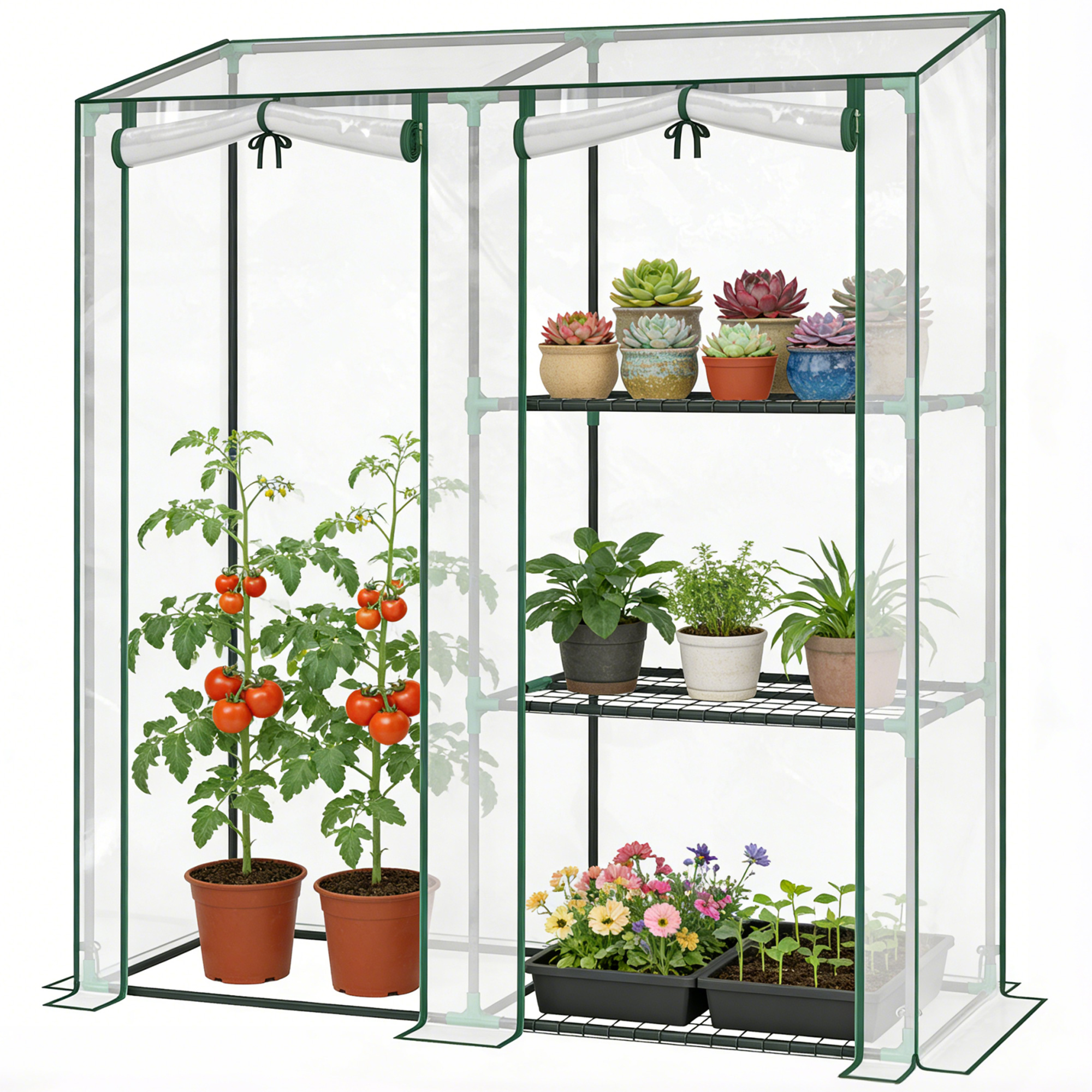 Invernadero de jardín de plástico transparente de 143x45x151 cm