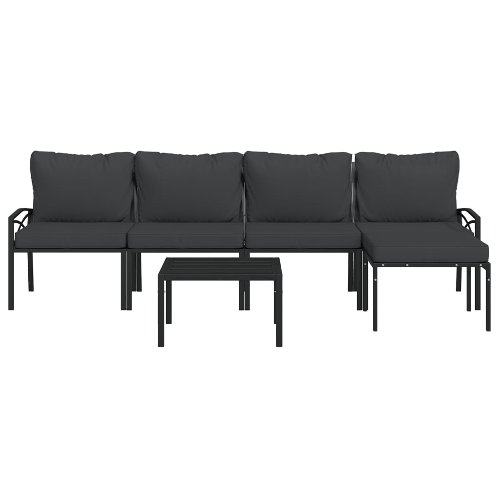 vidaXL juego de muebles de jardín 6 piezas acero con cojines gris