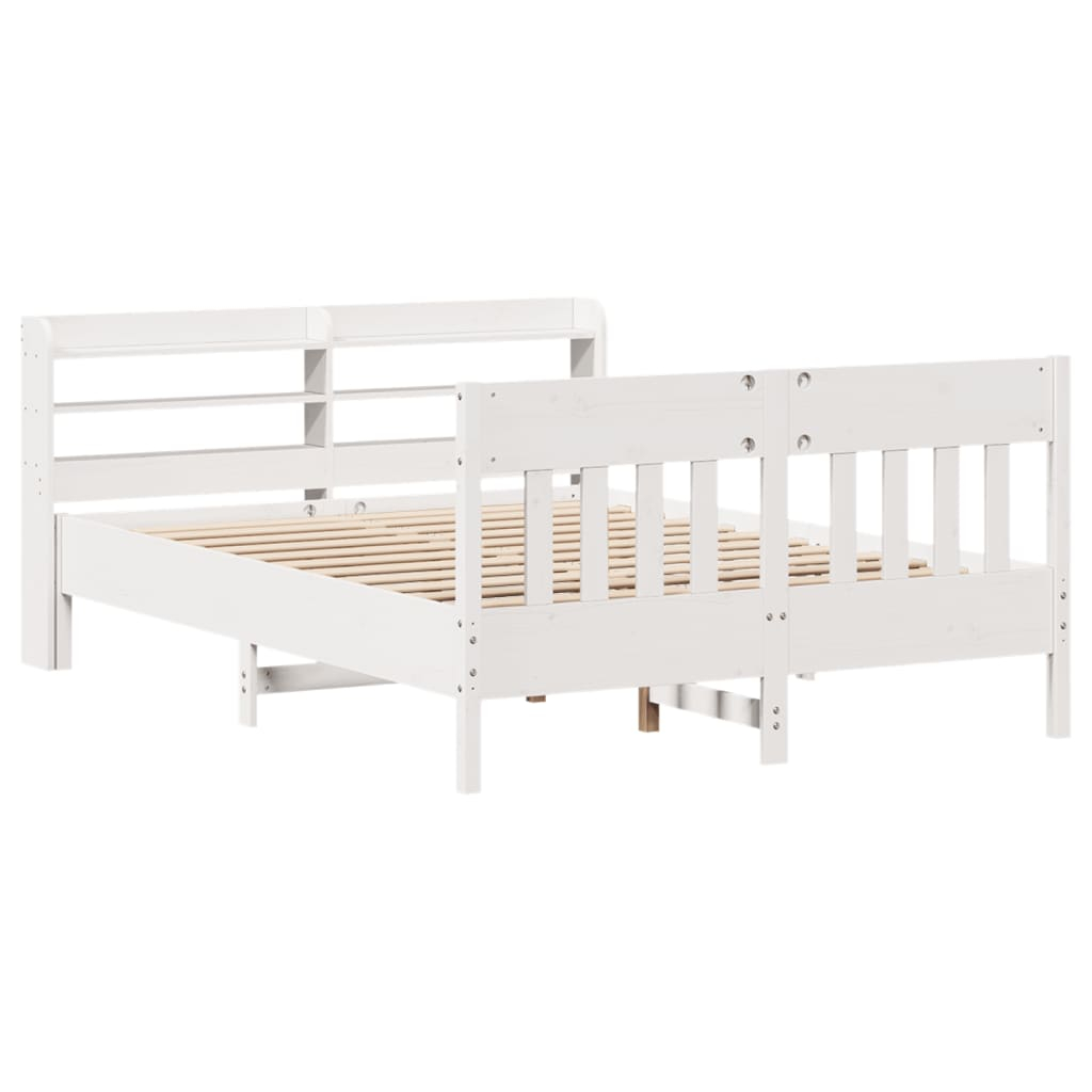 vidaXL estructura de cama sin colchón madera de pino blanco 135x190 cm