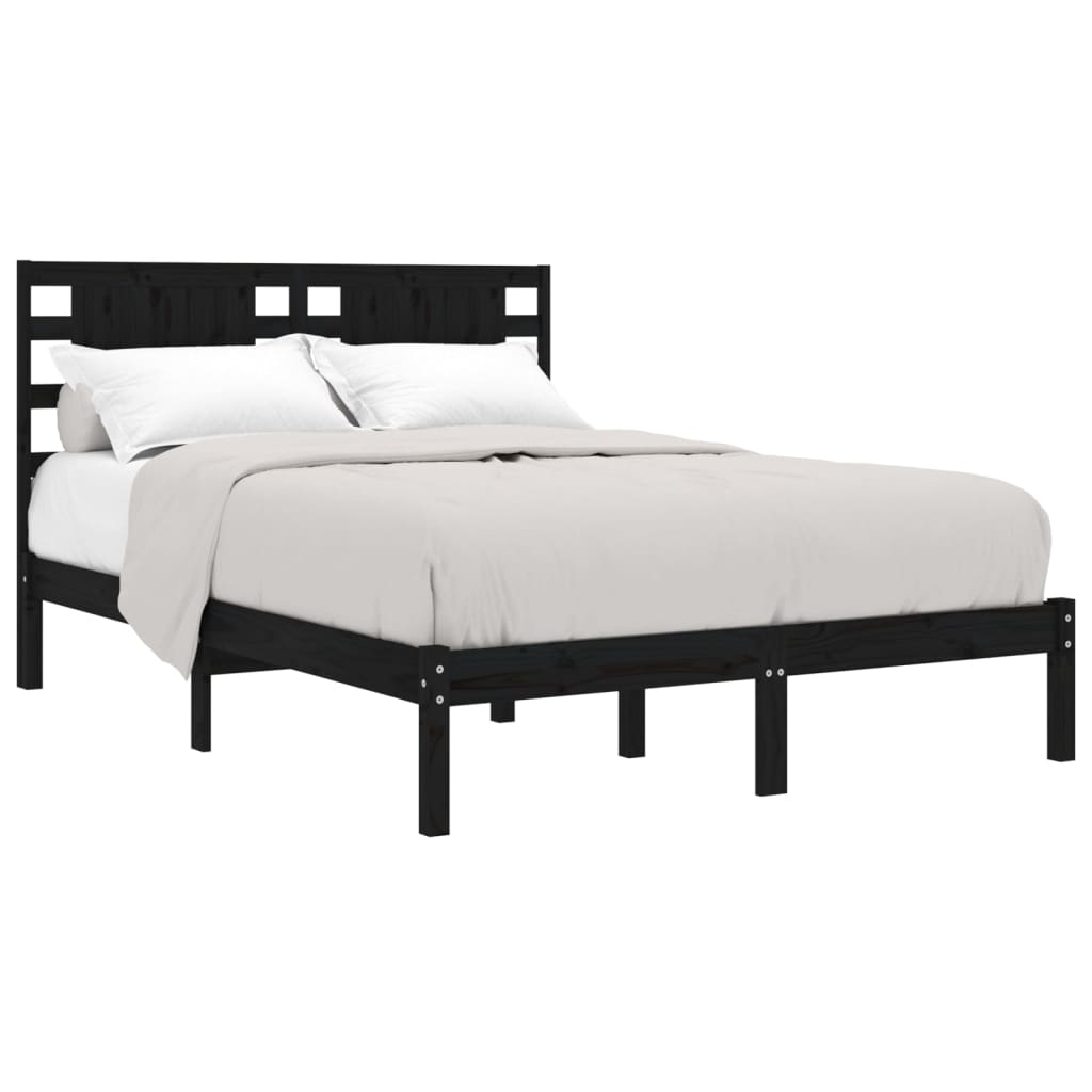 vidaXL estructura de cama de madera maciza de pino negra 200x200 cm