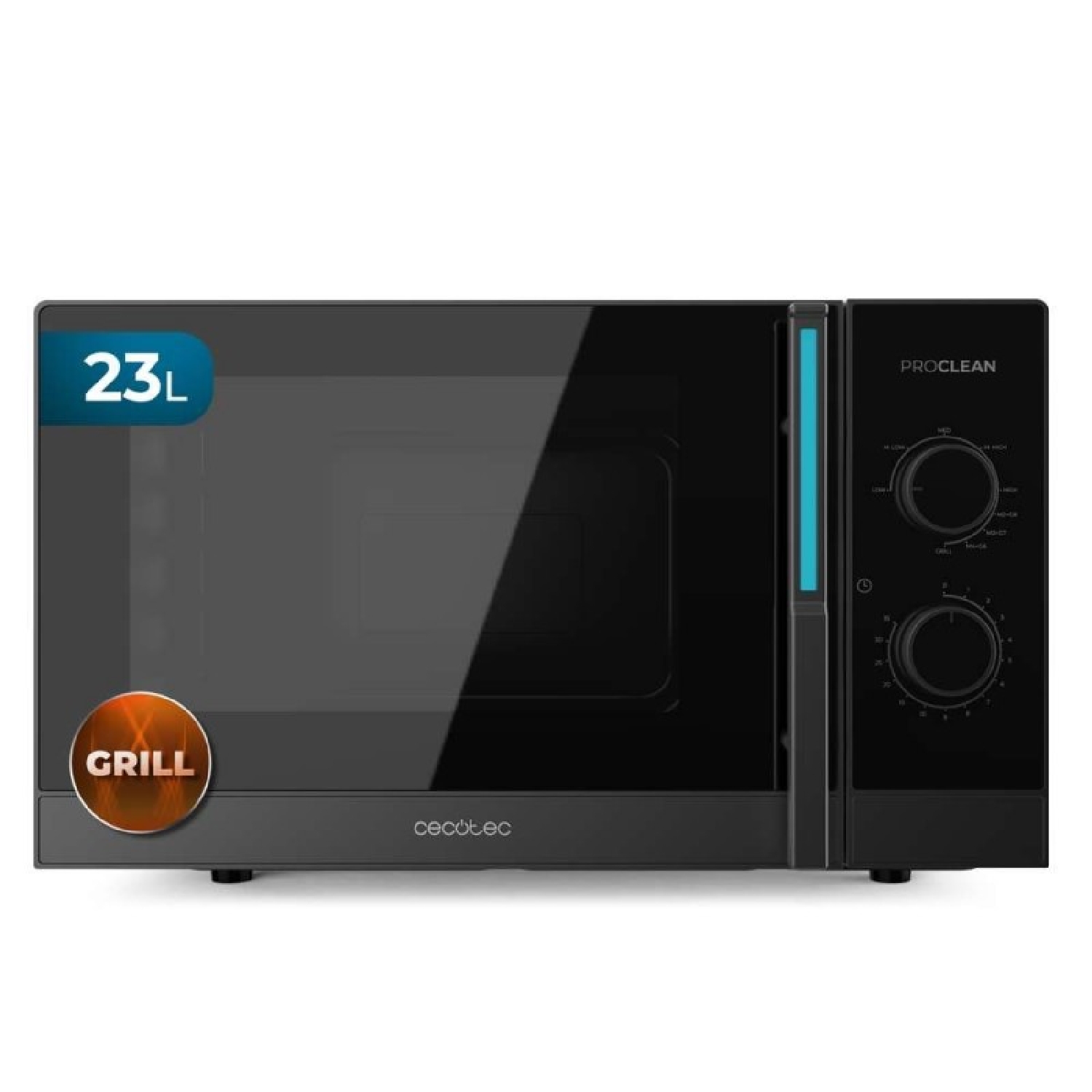 Cecotec microondas mecánico con grill de 23l proclean 4120. 800w y 1000w