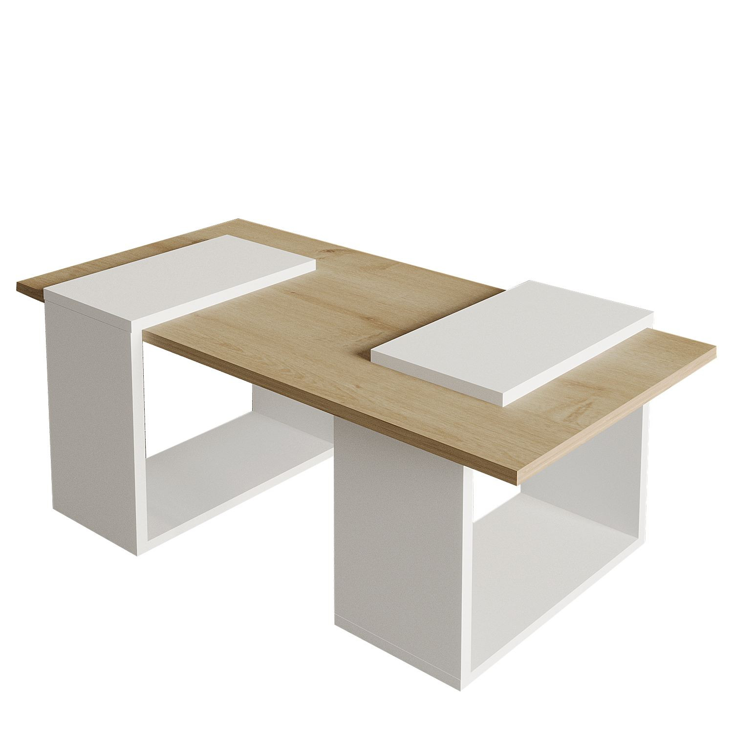 Mesa baja de madera "matris" - 90 x 46 x 37 cm - blanco