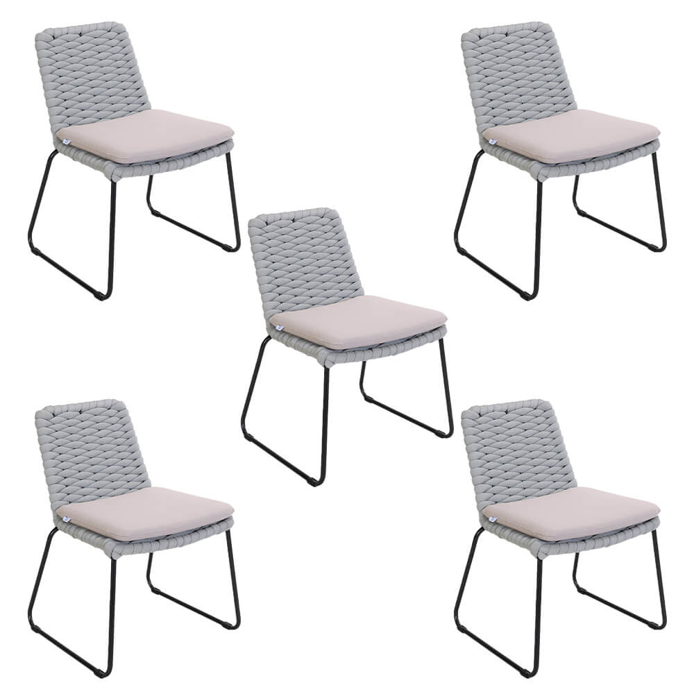 Balero silla de jardín de mimbre gris claro - set de 5
