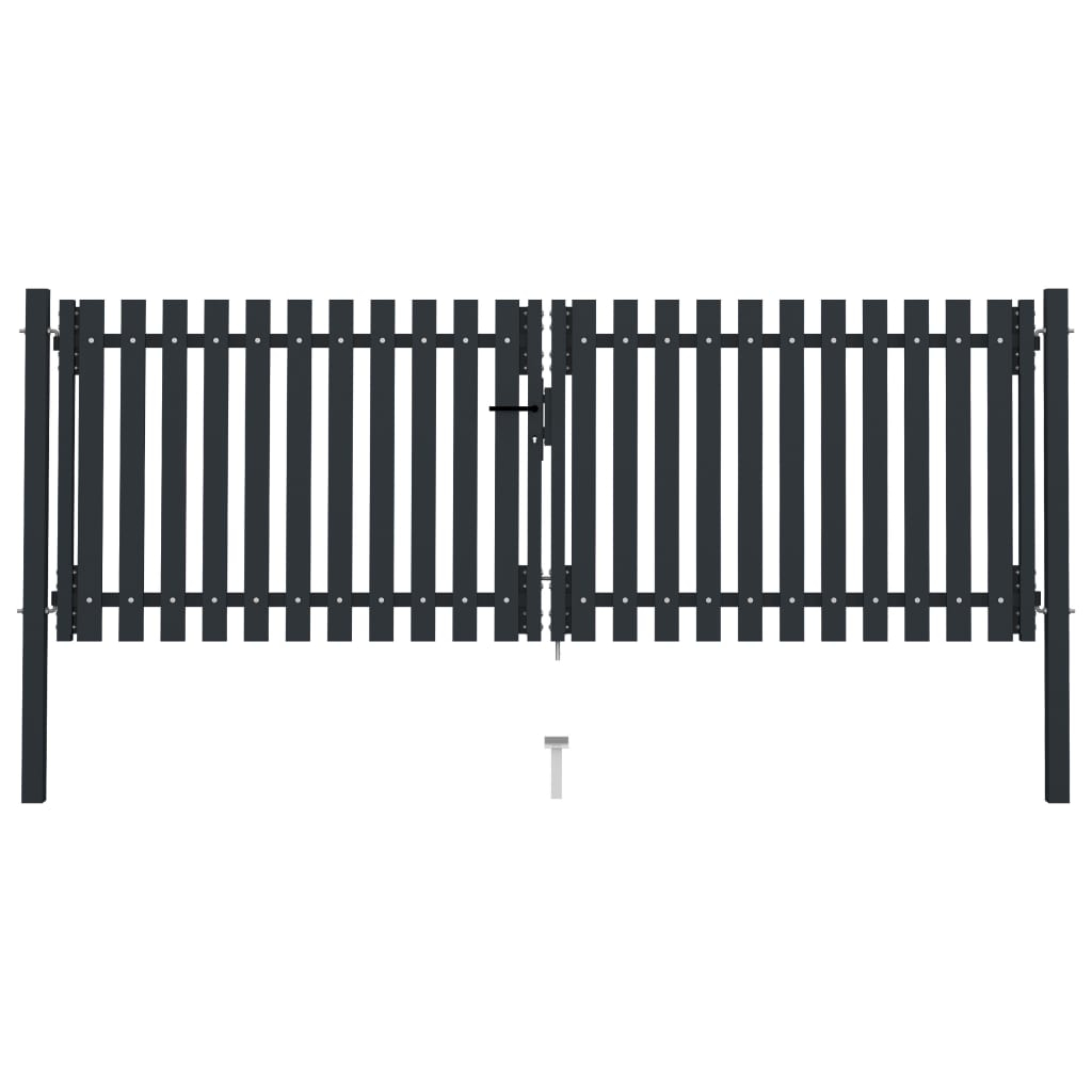 vidaXL puerta doble de acero para valla 300x100 cm color antracita