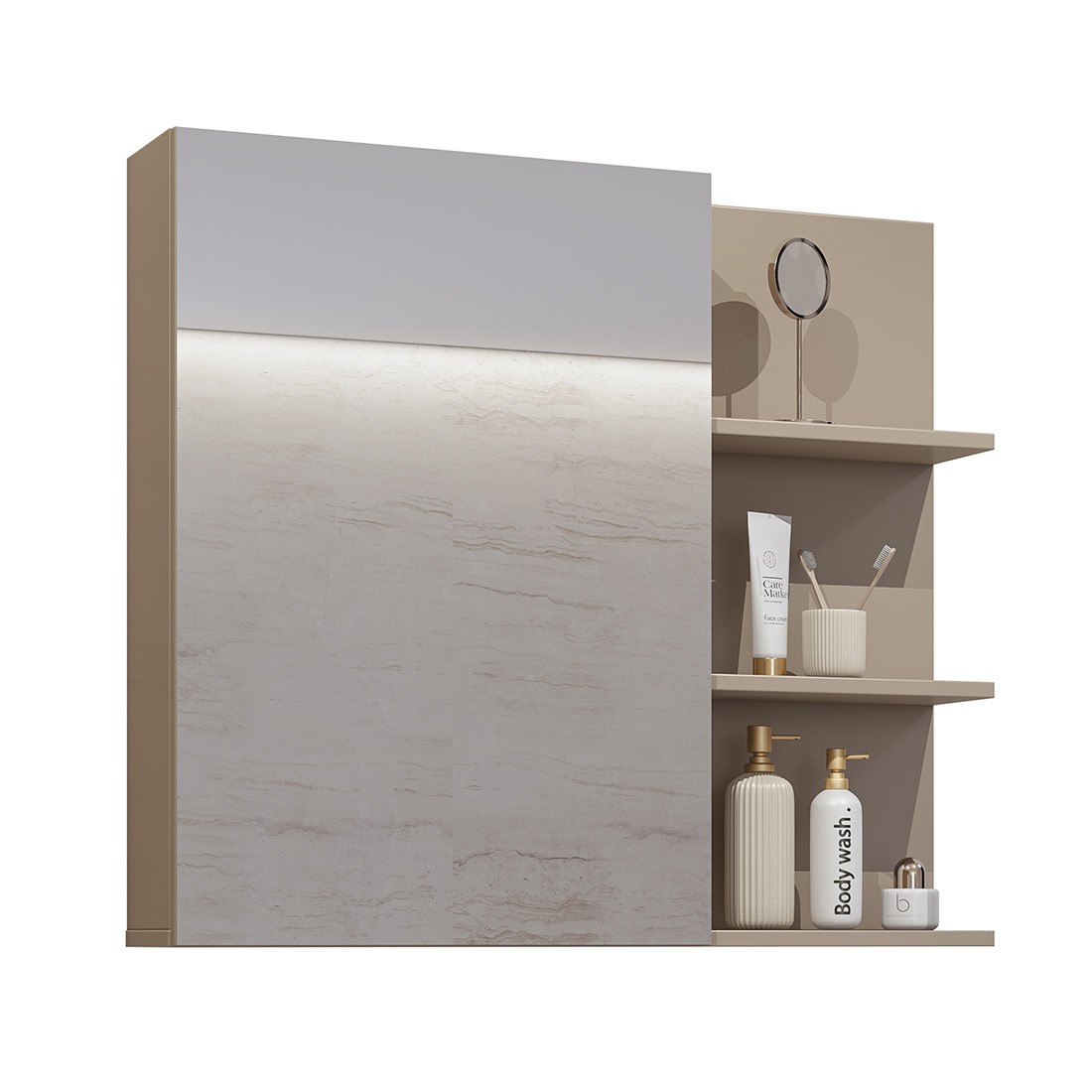 Espejo con almacenamiento para baño gobi color marrón