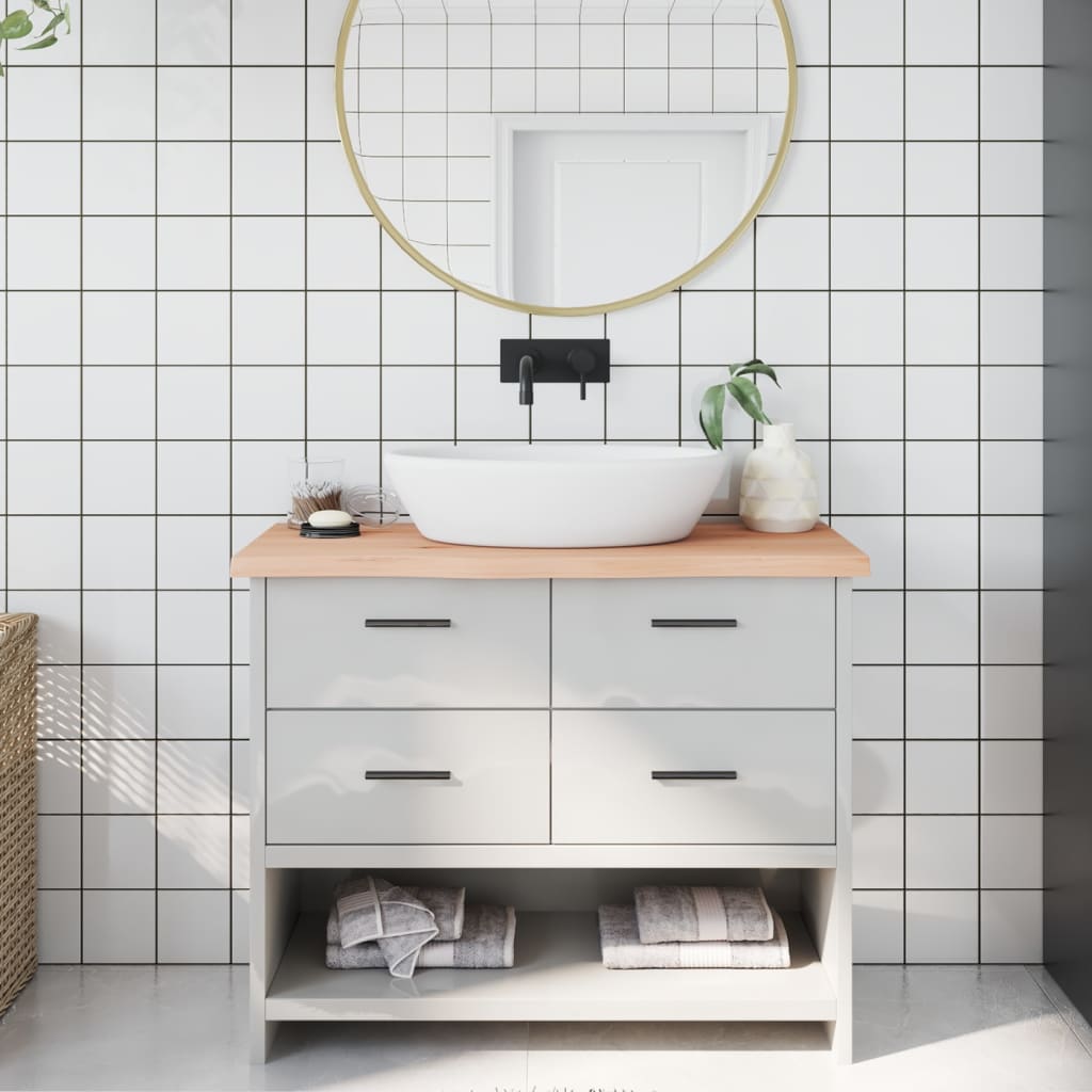 Encimera de baño madera maciza sin tratar 100x30x(2-4) cm eerf8449