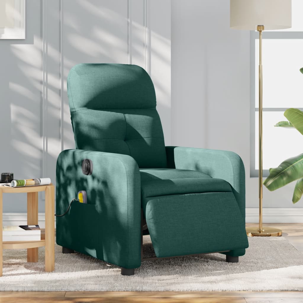 Sillón reclinable de masaje eléctrico tela verde oscuro qweo1309
